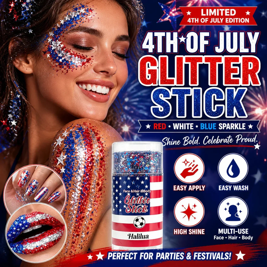 3-in-1 Patriotic Glow😍✨Red, White & Blue Glitter Body Stick