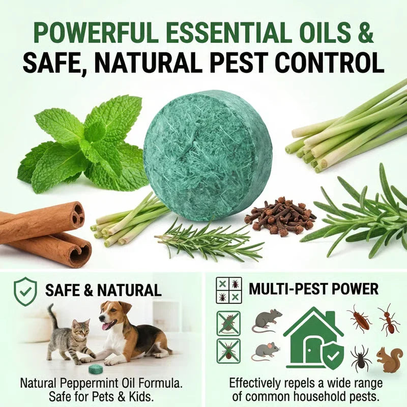 🦟 50% OFF NOW!🔇 🟢 Natural Peppermint Rodent Repellent Tablets – 12 Pack