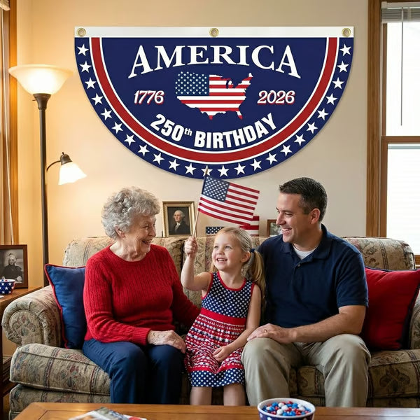 🗽USA 250th Anniversary Flag Half Round Banner🦅