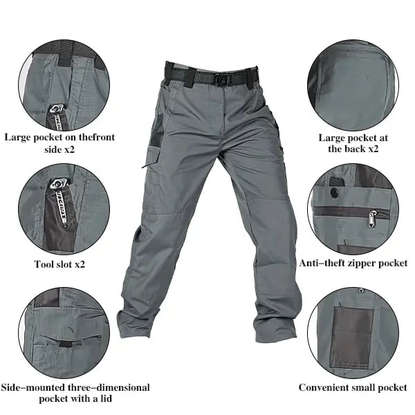 🔥LAST DAY 50% Men's - Waterproof Tactical Work Pants - Solid Color with Multi-Pockets for Outdoor Activities