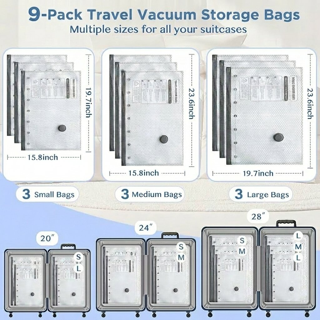 Last Day Hot Sale 49% OFF🔥Rechargeable Vacuum Pump Travel Storage Bag Set