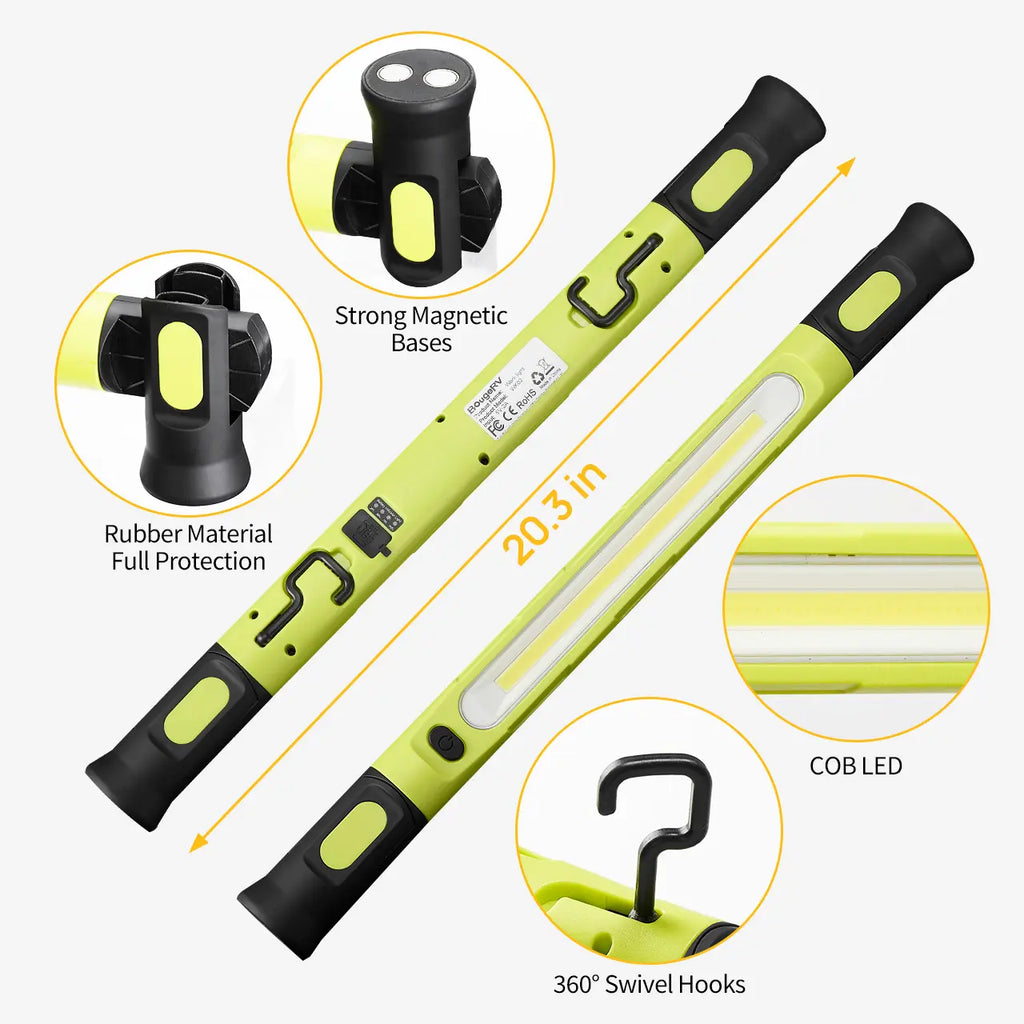 [Father's Day Gift] 5200mAh LED magnetic rechargeable light strip, 3000 lumens, with hook, ideal for mechanics, auto repair, and garage use.