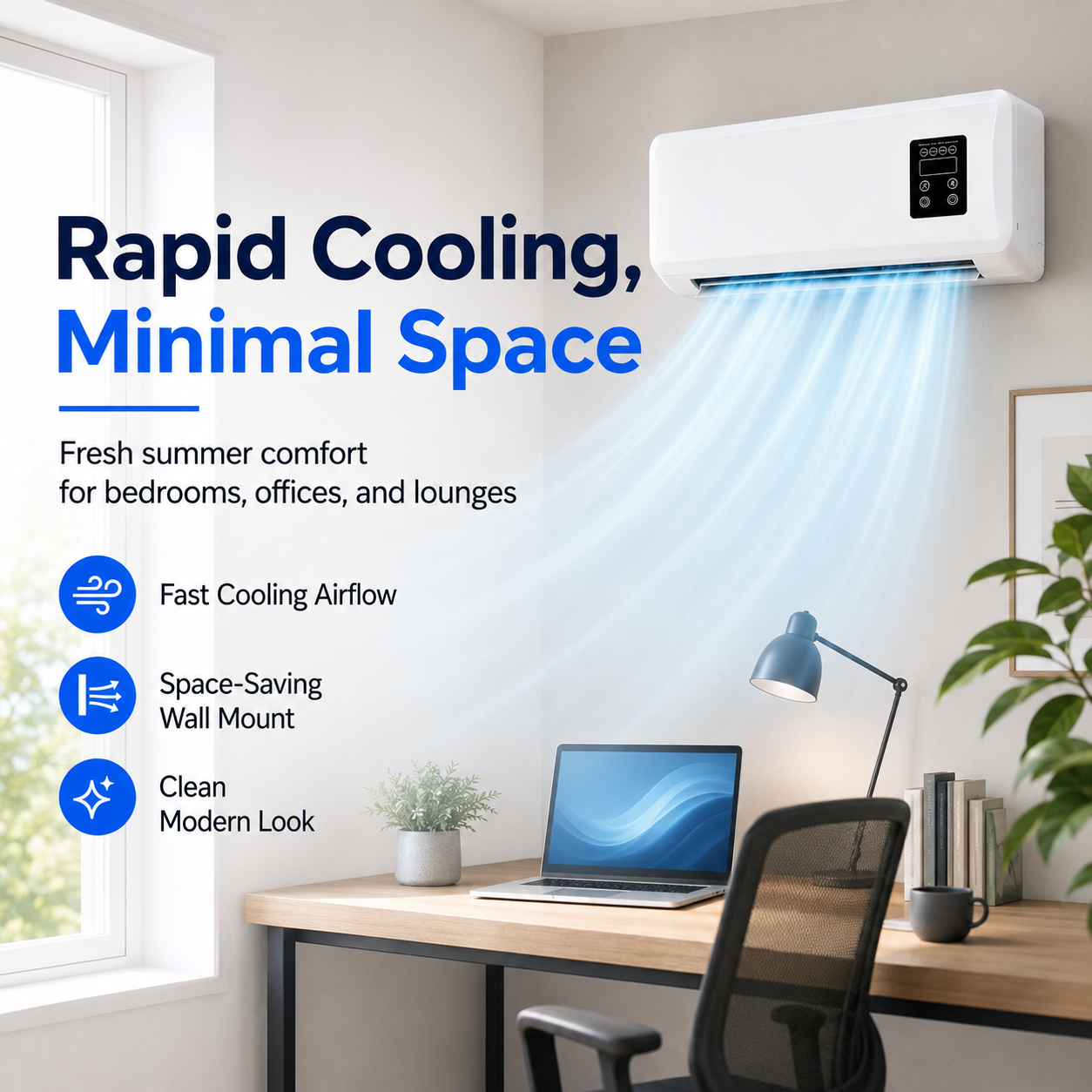 2-in-1 Wall Mounted Air Cooler & Heater with Remote Control