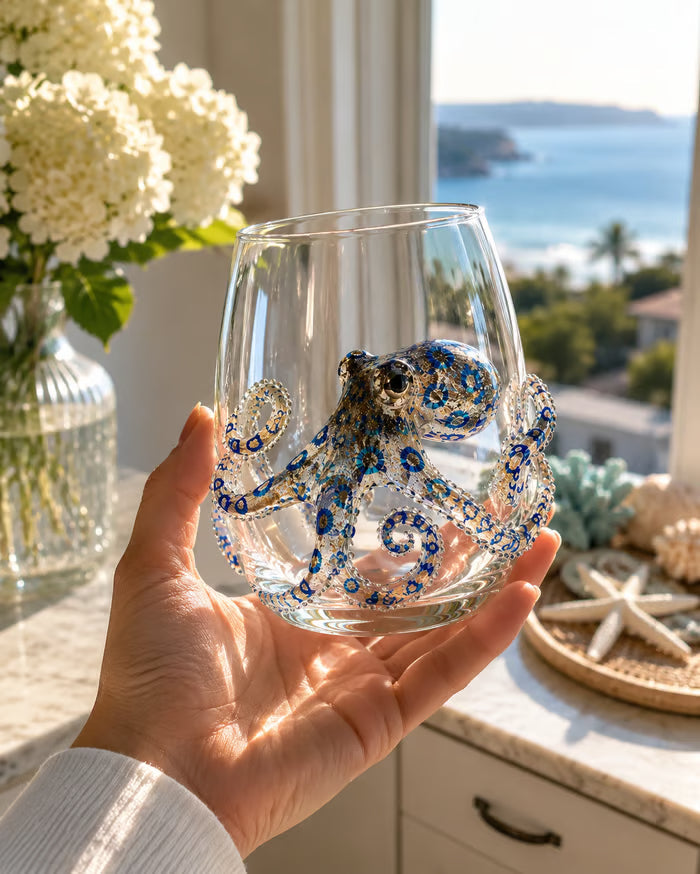 🌊Artisanal Blue Ringed Octopus Glassware