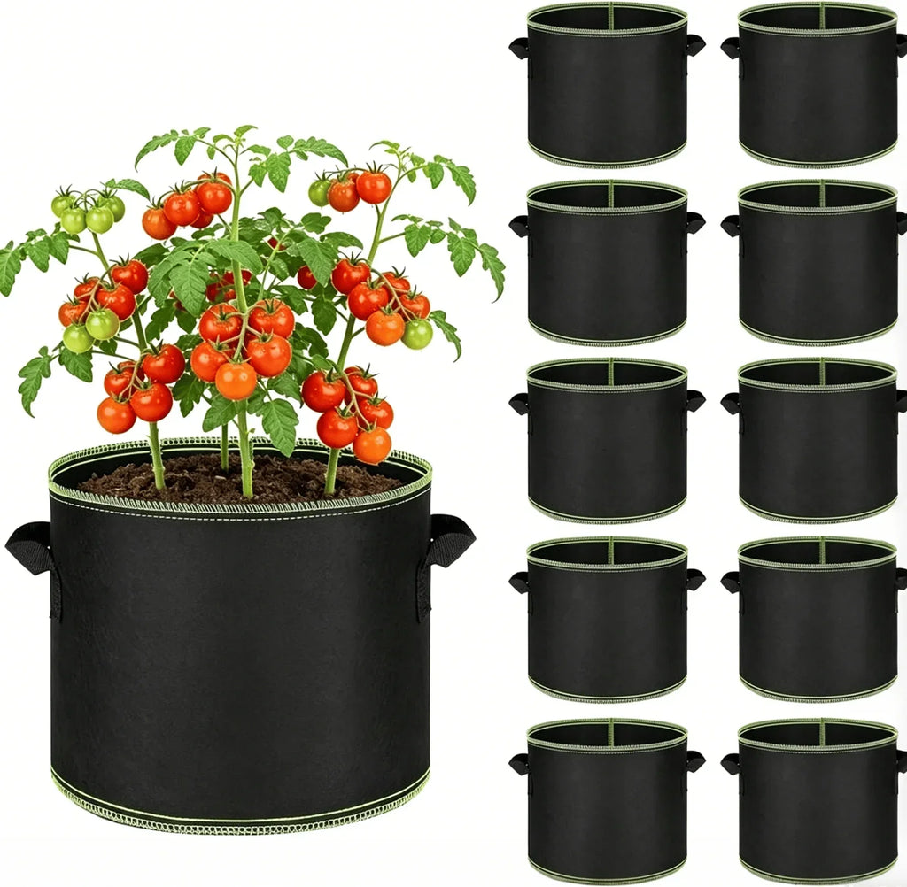 🌱 5-Pack 5 Gallon Grow Bags – Heavy Duty Aeration Fabric Pots with Handles for Vegetables, Flowers & Fruits