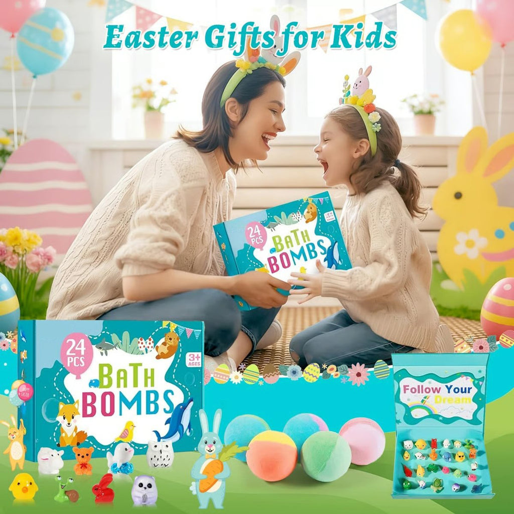 🛁 Natural Bath Bombs for Kids with Mega Bubbles & Surprise Inside 🥚✨
