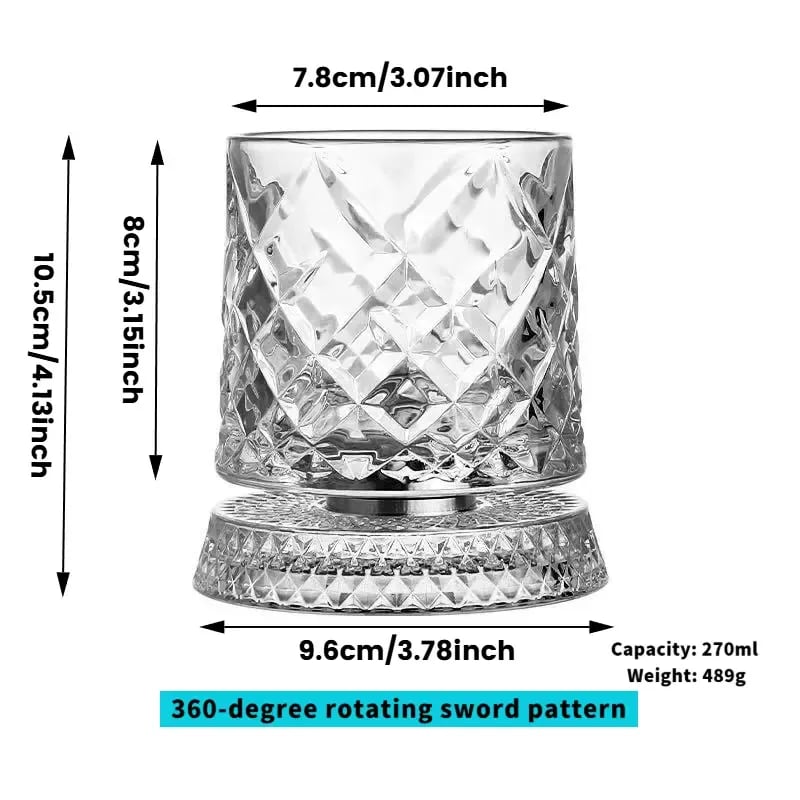 Luxury 360° Spinning Crystal Glass – Star-Cut Stress Relief Whiskey & Wine Glass