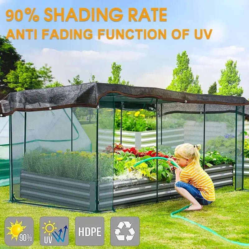 🎖️90% Blackout Cloth (Black) - 10 x 13ft UV-Resistant Shade Net with Reinforced Rivets