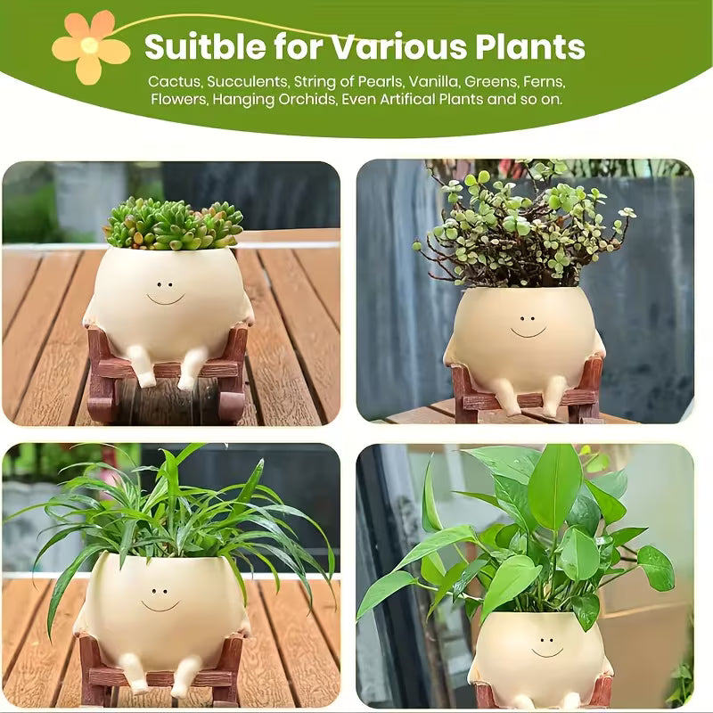 🎉Buy 2 Free Shipping😊Smiley rocking chair flower pot