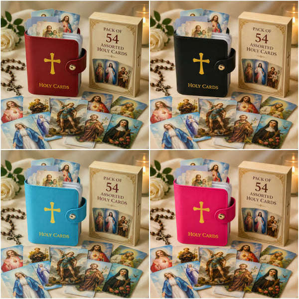 🙏Catholic Faux Leather Holy Card Holder – Pocket Prayer Card Organizer with Snap Closure🎁