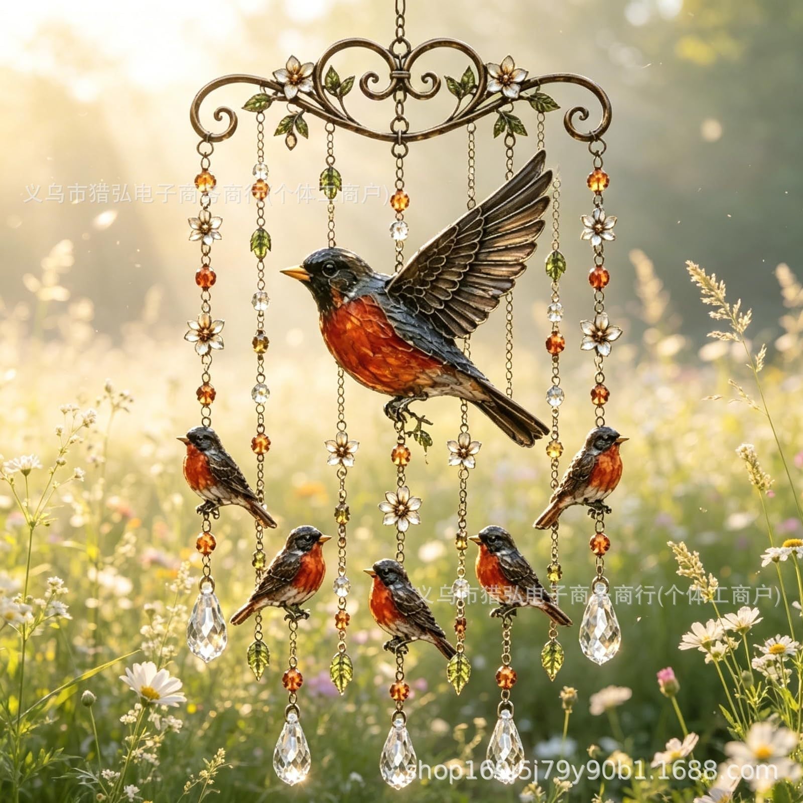 🌸Elegant Hummingbird Garden Wind Chime Suncatcher