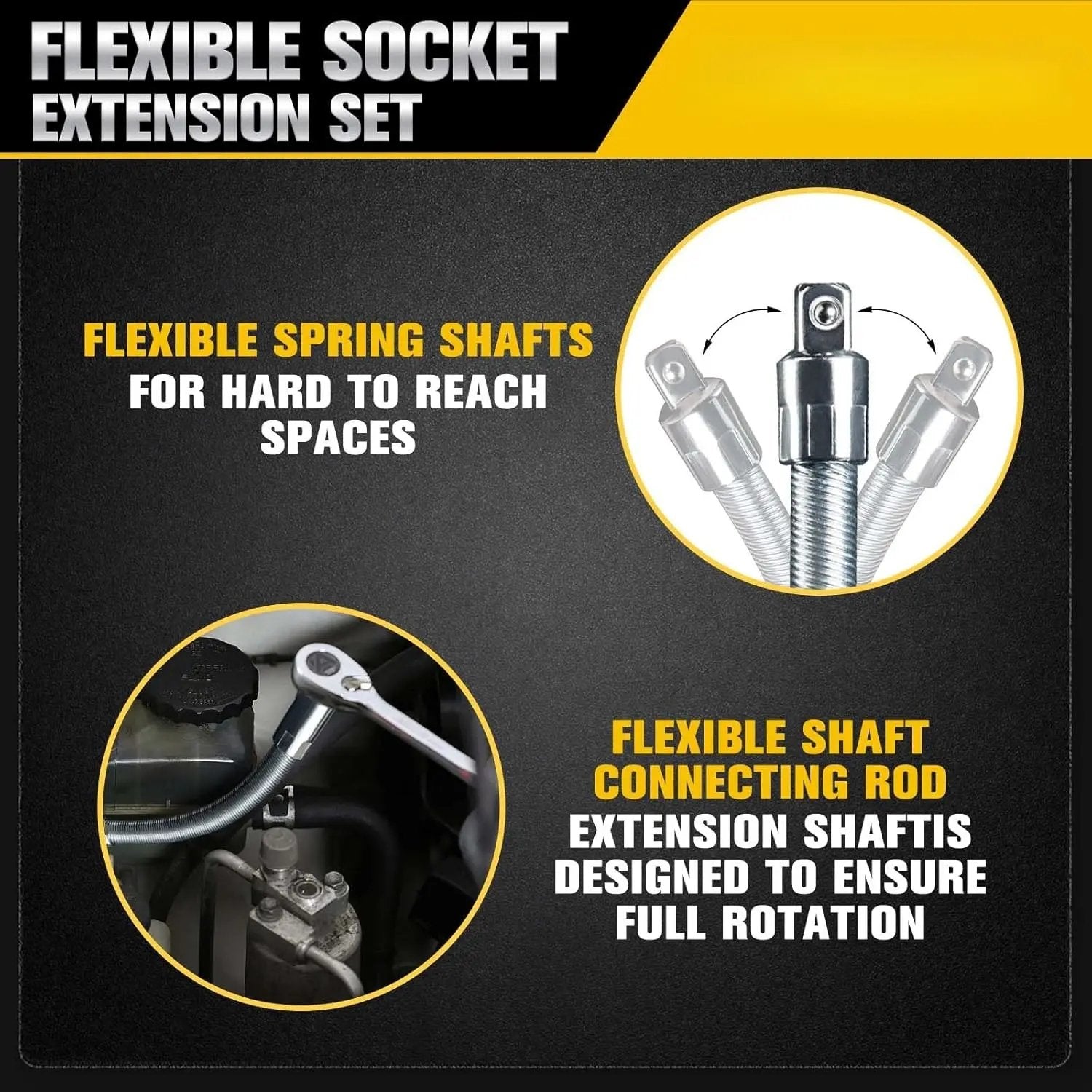 Universal Flex Head Socket Adapter Set – Reach Tight Bolts Faster in Hard-to-Access Spaces-The Must-Have Tools for Mechanics, DIYers & Garage Work