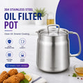304 Stainless Steel Oil Filter Pot with Fine Mesh Filter & Frying Basket – 1.5L
