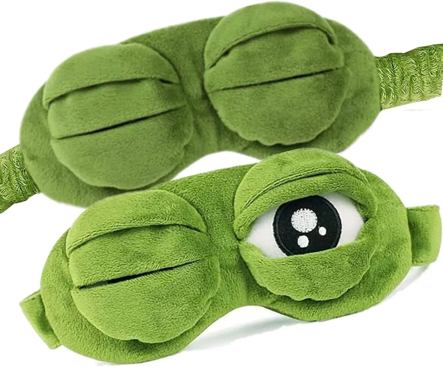 Cute Shiny Frog Plush Sleep Mask, soft cotton lining, lightweight light blocking, ideal for travel nap & rest.