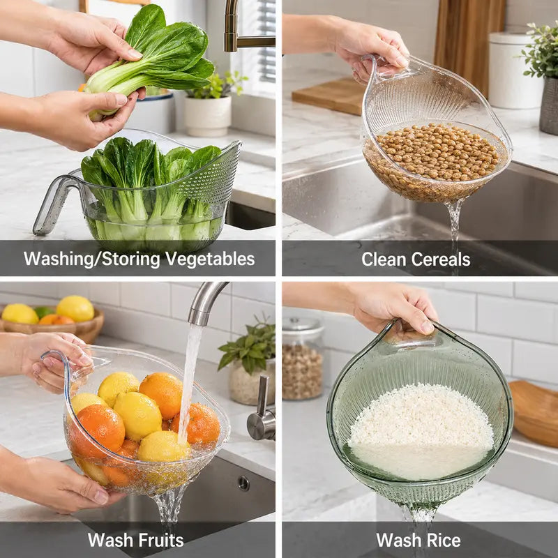 Aesthetic Multifunctional Rice Strainer with Handle