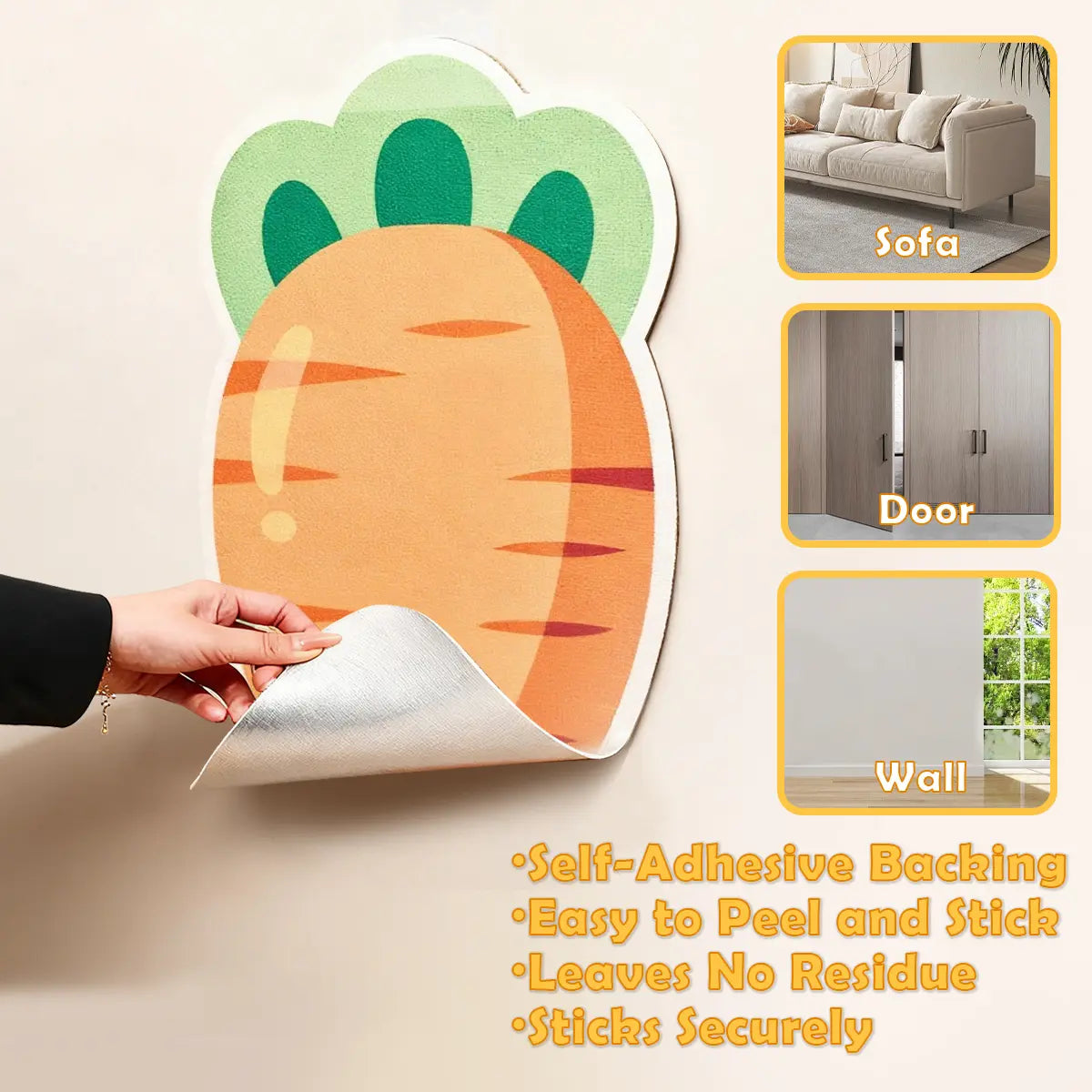 SmartWell Cat Scratcher Mat Self Adhesive Wall Protector 5D Visual Woven Art Anti Scratch Furniture Guard With Free Cat Toy Durable Felt Pad For Indoor Cats Couch Door Sofa Protection