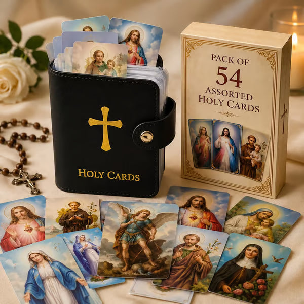 🙏Catholic Faux Leather Holy Card Holder – Pocket Prayer Card Organizer with Snap Closure🎁