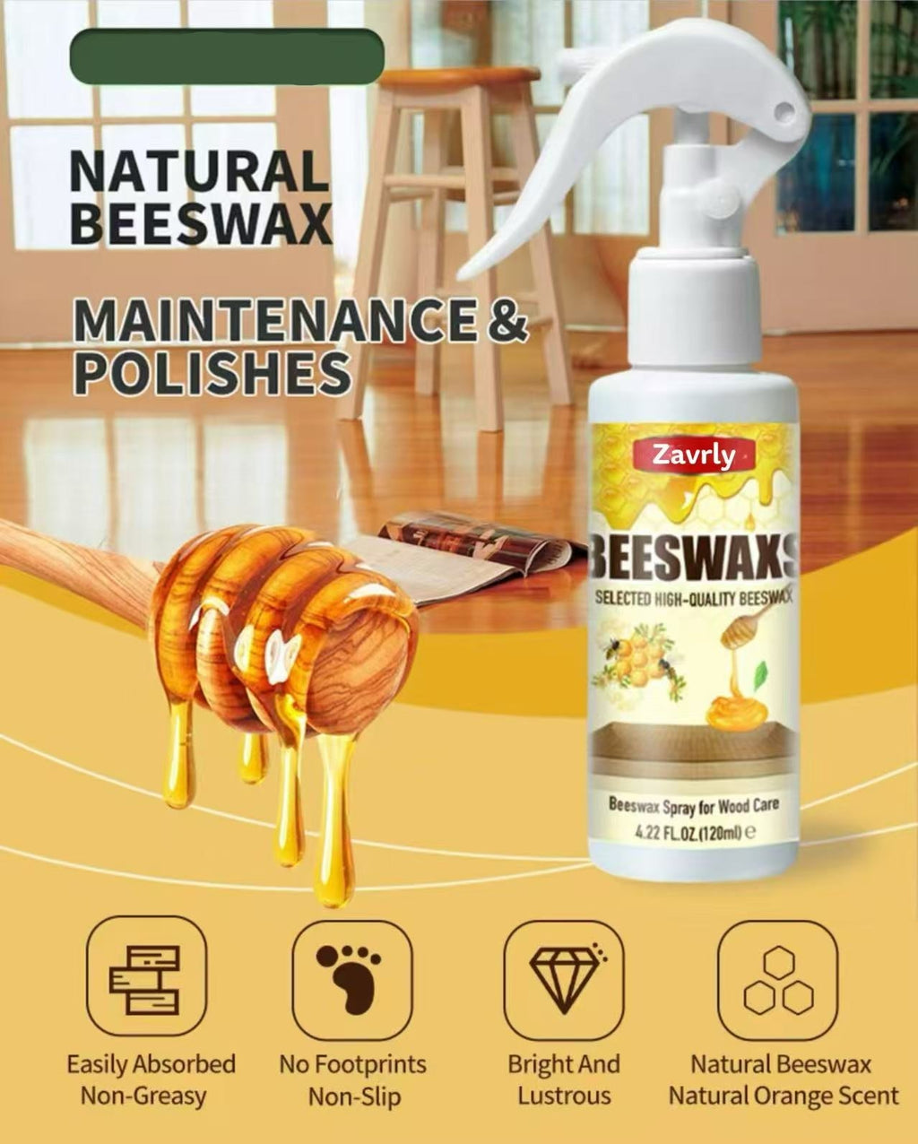 49% OFF This Week Promotions🎉🎉Beeswax Wood Polish Spray 120ml | Natural Shine & Protection for Furniture, Floors, Cabinets – Non-Greasy, Anti-Dust Finish
