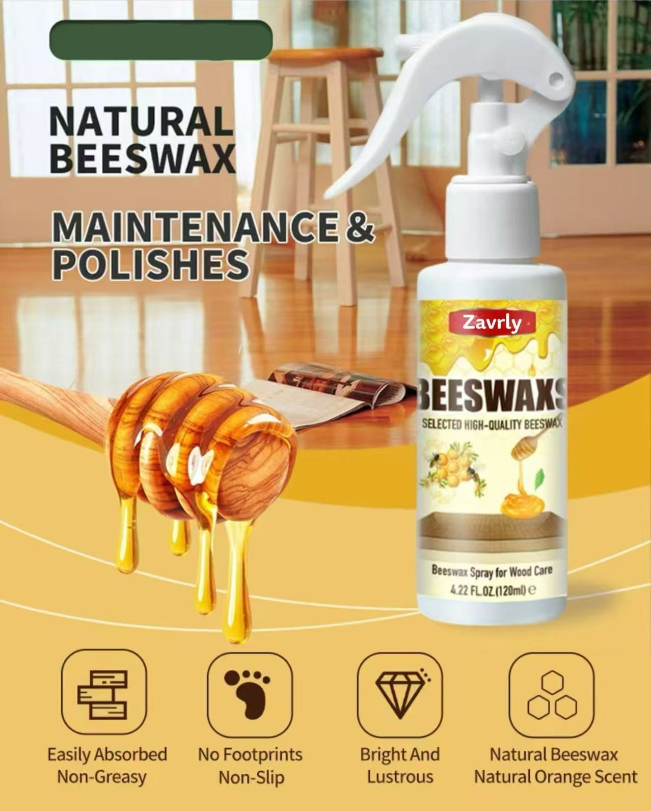 49% OFF This Week Promotions🎉🎉Beeswax Wood Polish Spray 120ml | Natural Shine & Protection for Furniture, Floors, Cabinets – Non-Greasy, Anti-Dust Finish