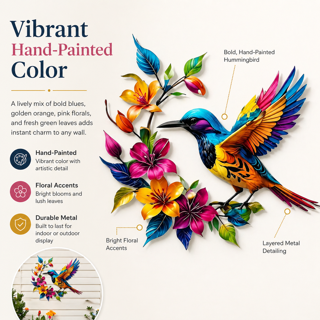 🔥2026 Hot Sale - 🐦Hummingbird Bloom Metal Wall Art