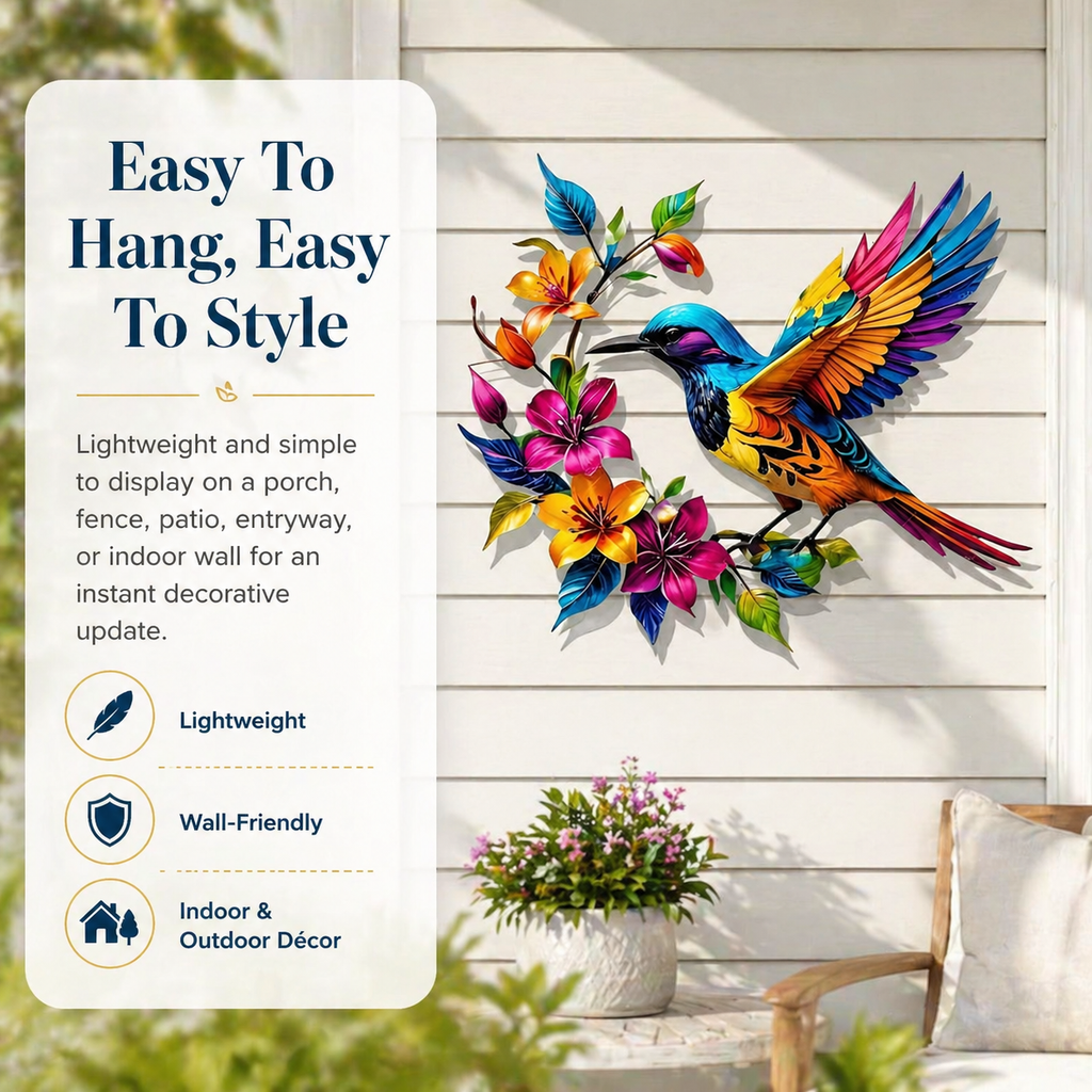 🔥2026 Hot Sale - 🐦Hummingbird Bloom Metal Wall Art