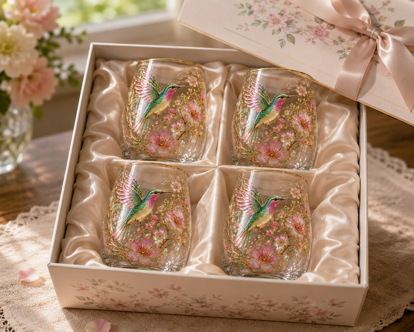 🌸🌿Garden Morning Bliss Glass Tea Cup☀️☕