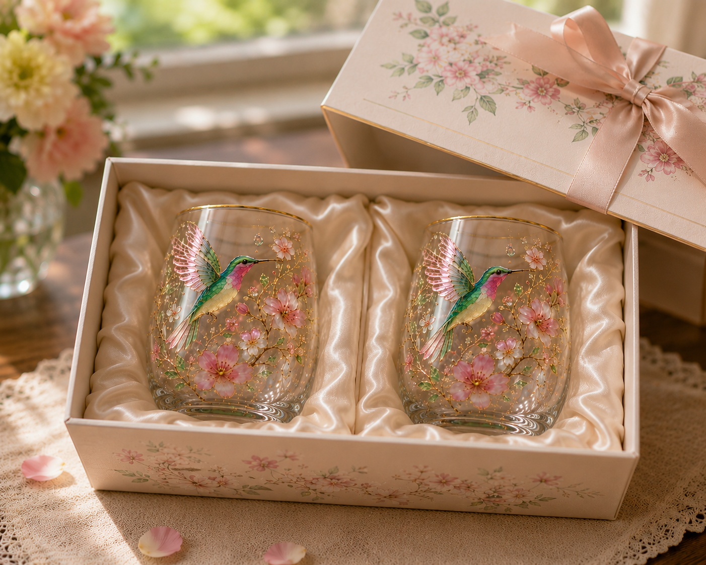 🌸🌿Garden Morning Bliss Glass Tea Cup☀️☕