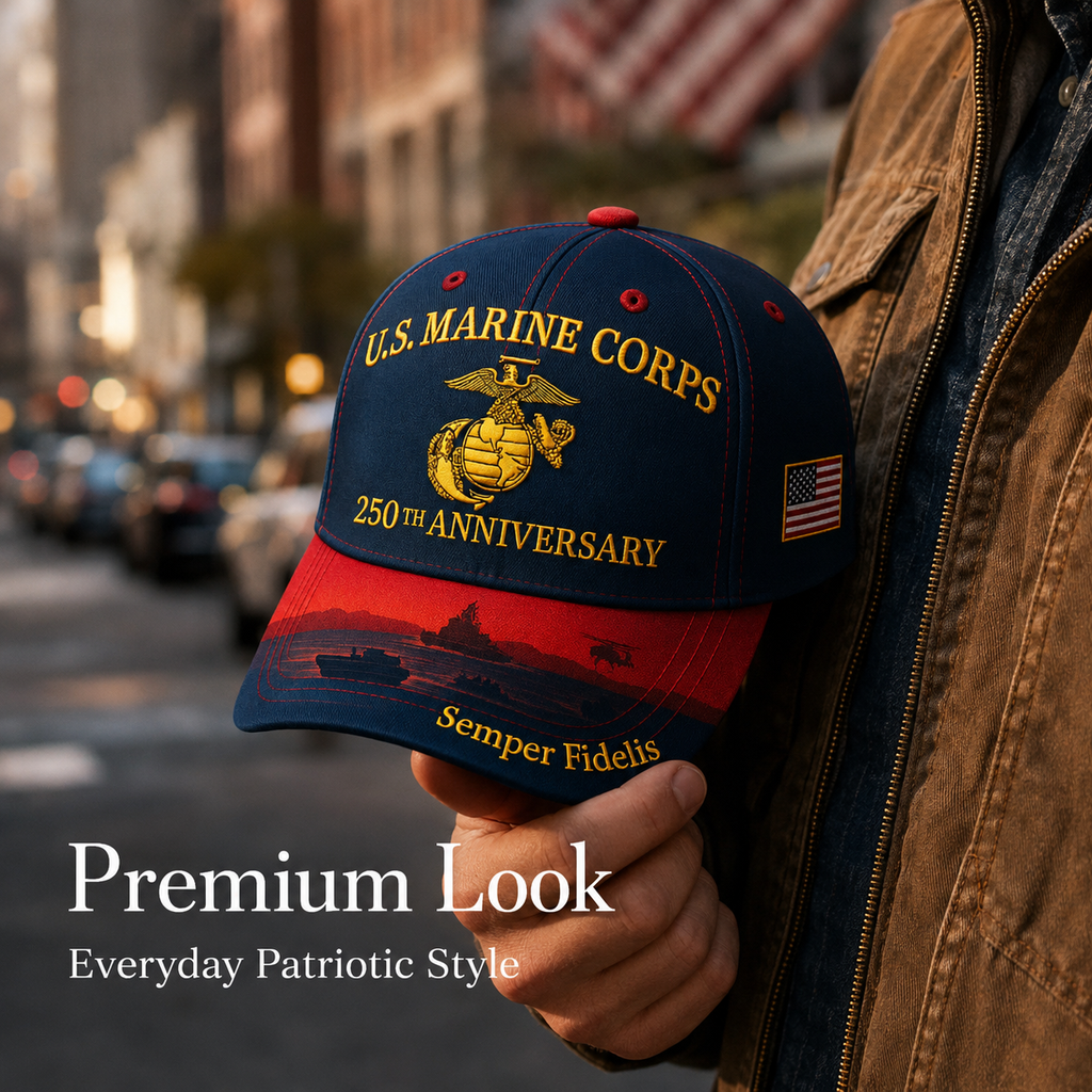 🇺🇸🎖️ U.S. Marine Corps 250th Anniversary Commemorative Cap – Embroidered Eagle, Globe & Anchor with "Semper Fidelis" Motto