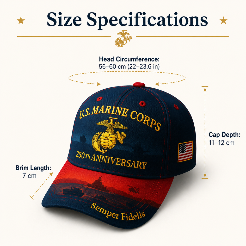 🇺🇸🎖️ U.S. Marine Corps 250th Anniversary Commemorative Cap – Embroidered Eagle, Globe & Anchor with "Semper Fidelis" Motto