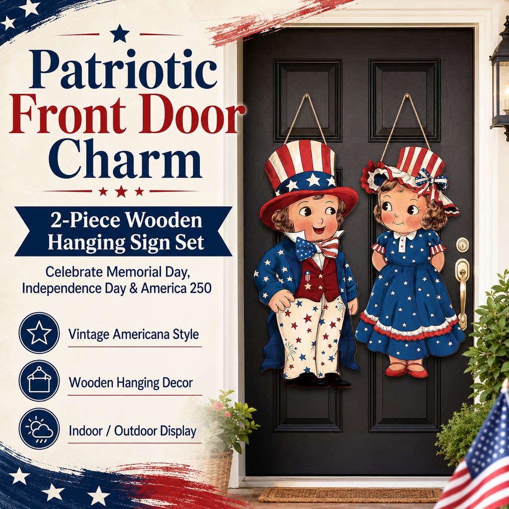 Patriotic Wooden Hanging Door Signs