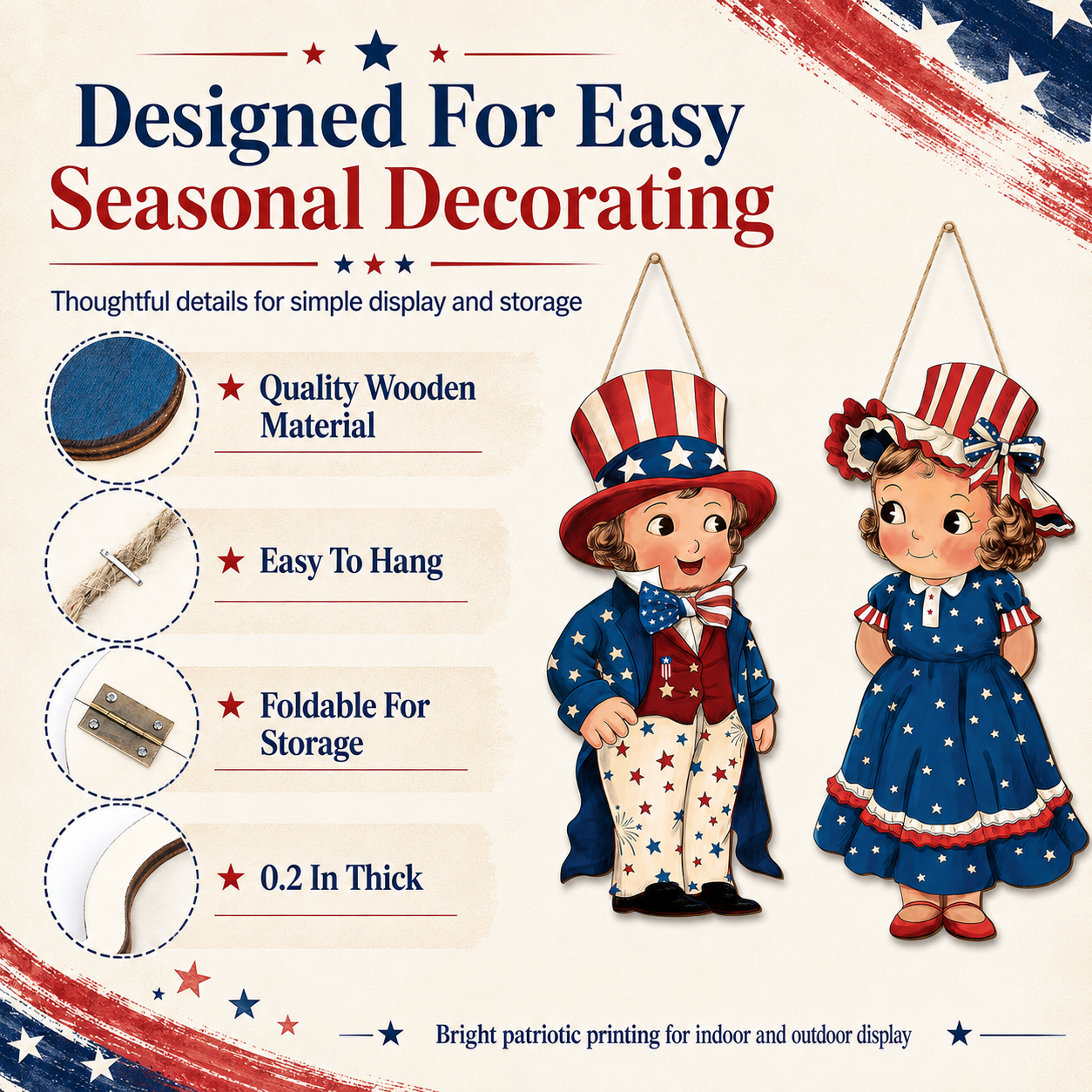 Patriotic Wooden Hanging Door Signs