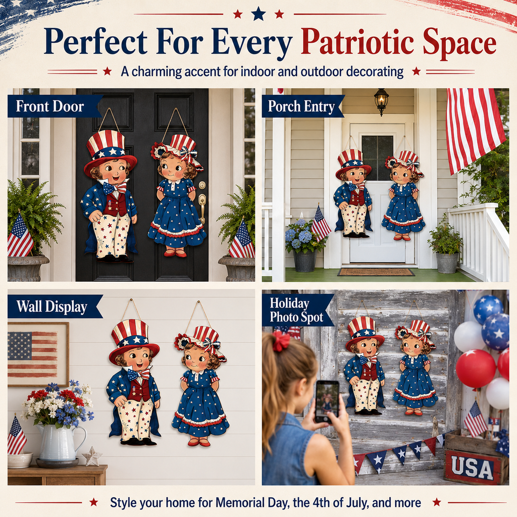 Patriotic Wooden Hanging Door Signs