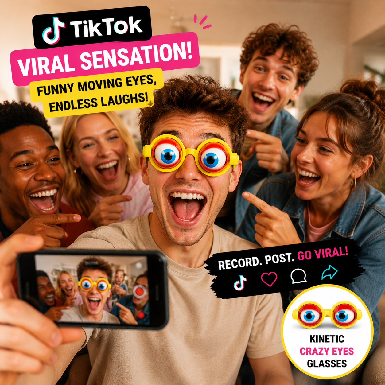 🤪 Kinetic Crazy Eyes Glasses 👓 for Instant Laughs 😂 & Party Fun