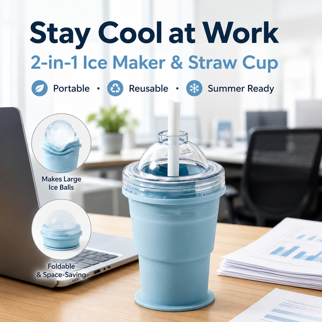 🧊 2-in-1 Ice Maker &amp; Straw Cup – Summer Cup Essential