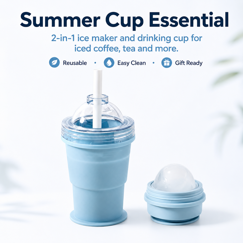 🧊 2-in-1 Ice Maker &amp; Straw Cup – Summer Cup Essential