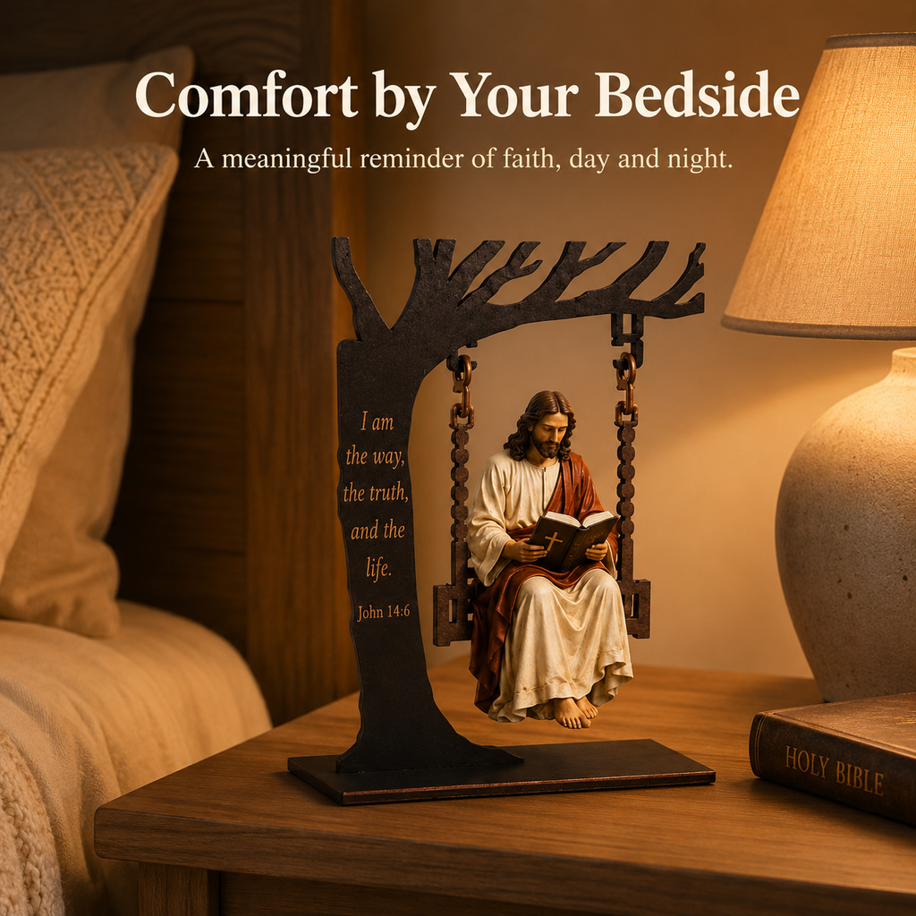 ✝️ Jesus Swing Ornament – John 14:6 Faith Table Decor | Christian Bible Verse Home Decoration