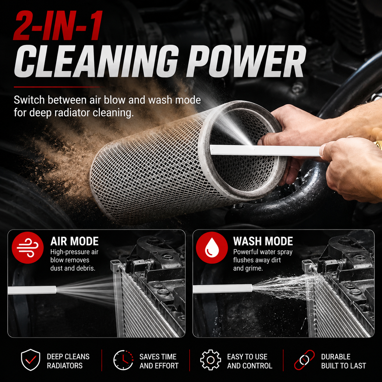 24" Portable Radiator Cleaning Wand🔥Free gift 1 x pure copper swivel joint, 1 x quick connector