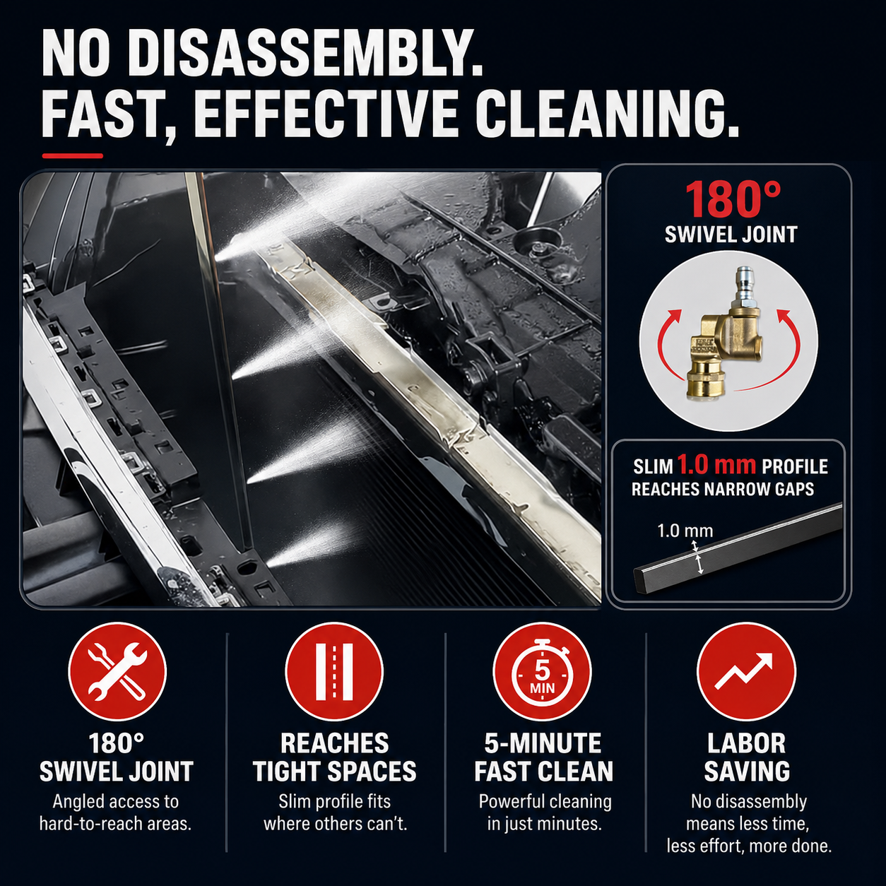 24" Portable Radiator Cleaning Wand🔥Free gift 1 x pure copper swivel joint, 1 x quick connector
