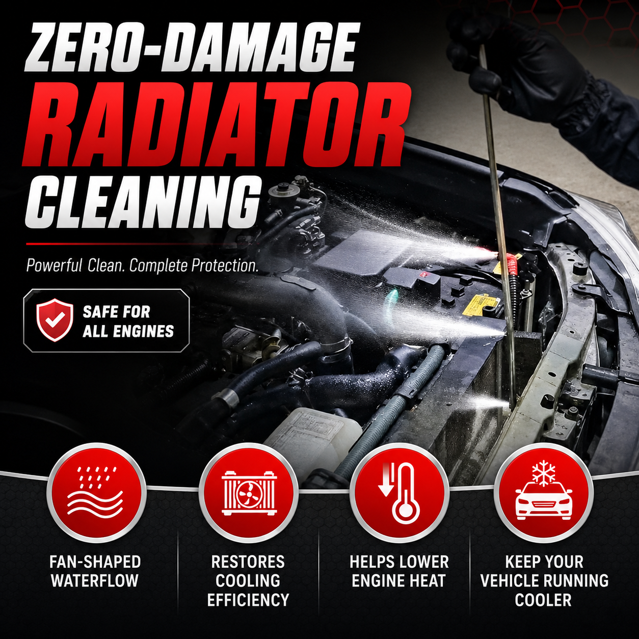 24" Portable Radiator Cleaning Wand🔥Free gift 1 x pure copper swivel joint, 1 x quick connector