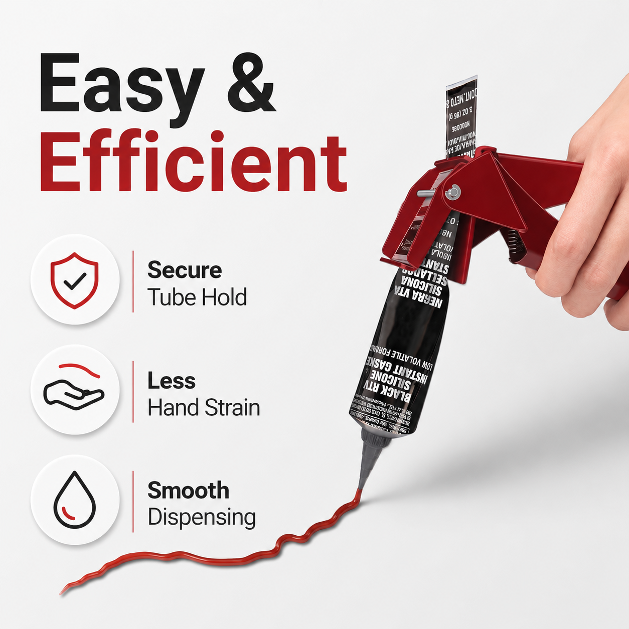 Tube Extrusion Tool - Efficient RTV and Silicone Dispenser That maximizes The use of All Material in The Tube and Prevents Material Waste