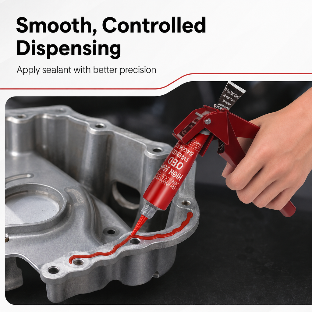Tube Extrusion Tool - Efficient RTV and Silicone Dispenser That maximizes The use of All Material in The Tube and Prevents Material Waste