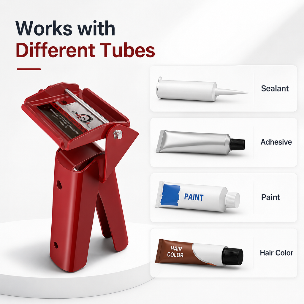 Tube Extrusion Tool - Efficient RTV and Silicone Dispenser That maximizes The use of All Material in The Tube and Prevents Material Waste