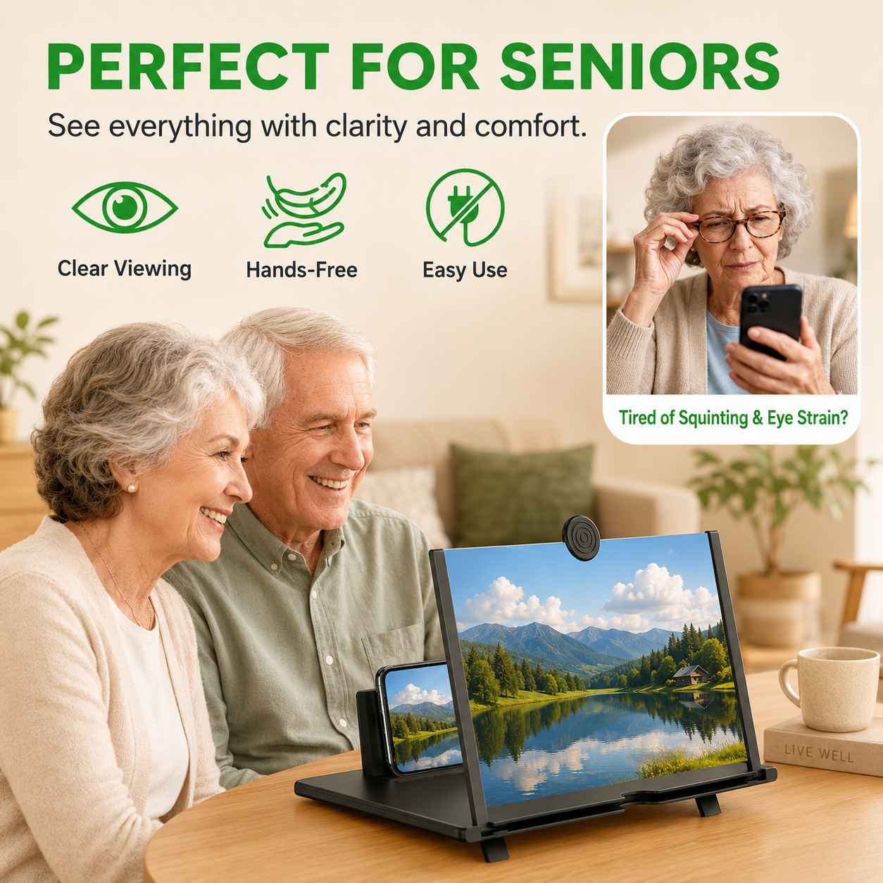 📺 14" HD Screen Magnifier – Big Screen Viewing for Any Smartphone
