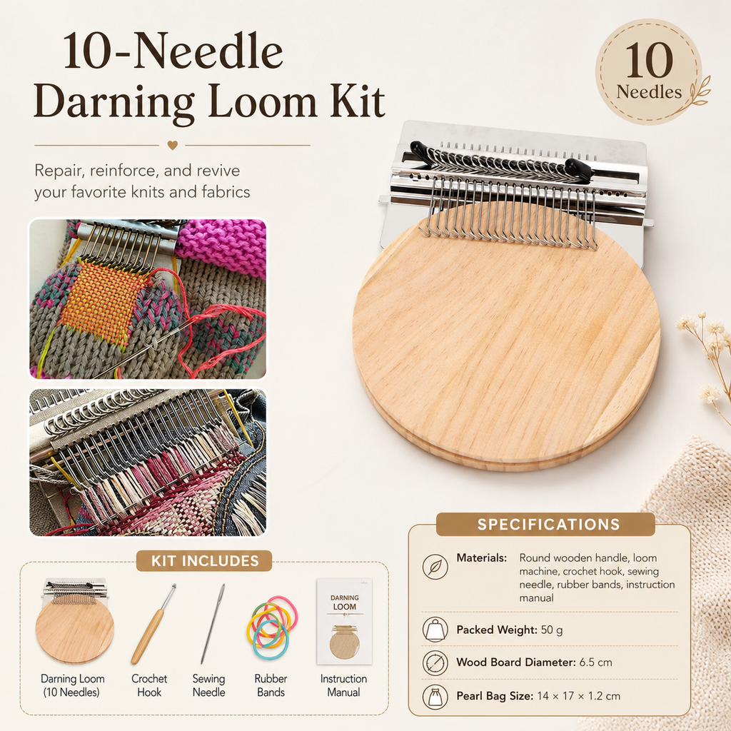 🧵 Fast Fabric Repair – Mini Darning Loom Kit
