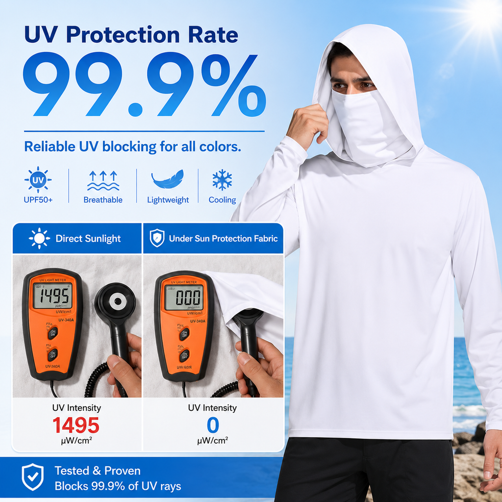 UPF 50+ Fishing Hoodie with Face Cover