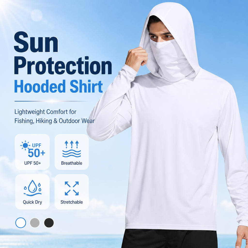 UPF 50+ Fishing Hoodie with Face Cover