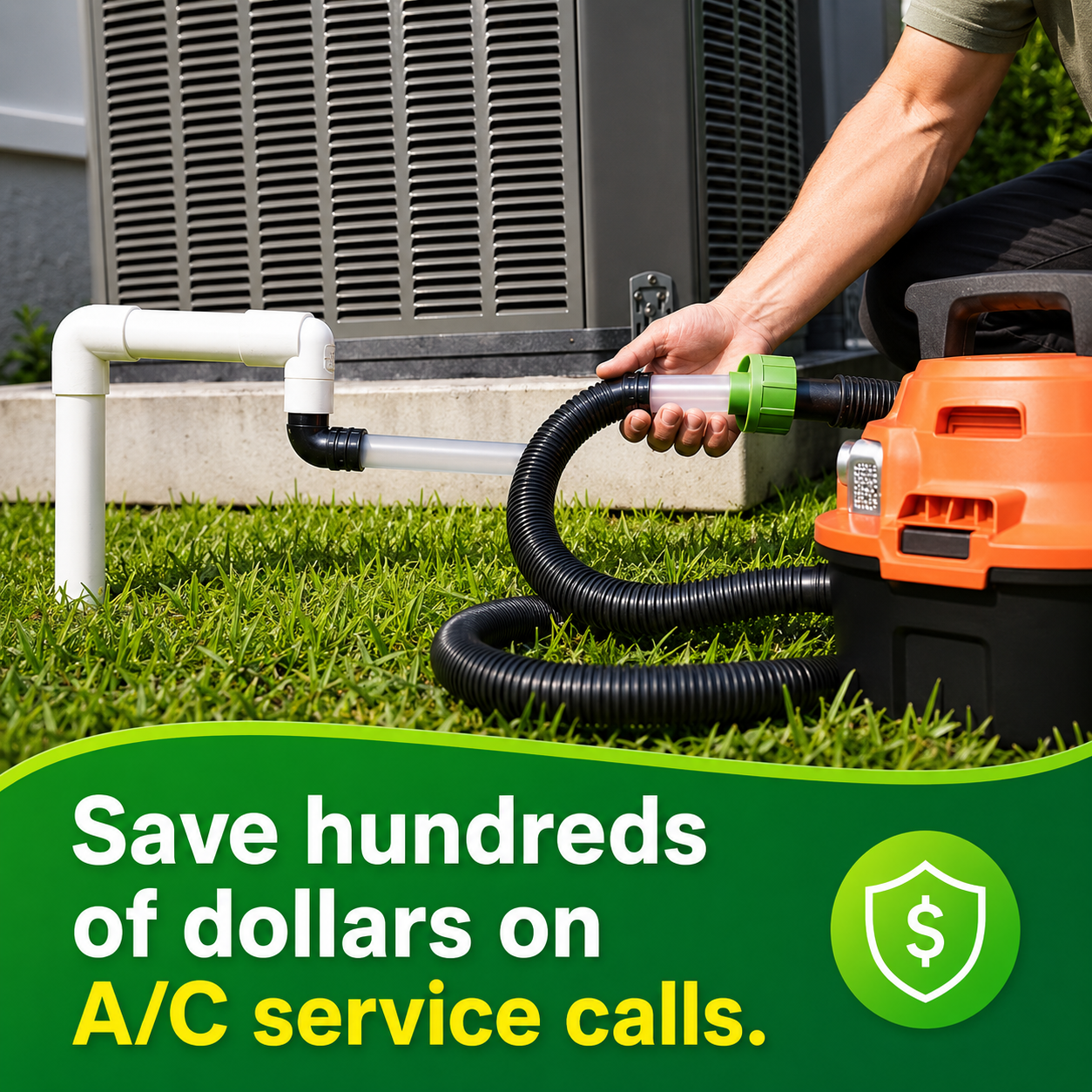 AC Drain Line Cleaner Adapter Evacuates & Unclog AC Drain Line
