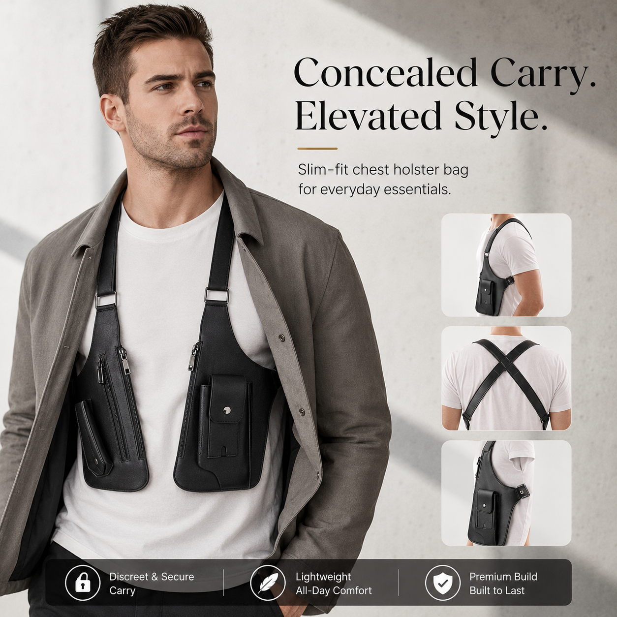 🎒 Concealed Carry Chest Holster Bag – Elevated Style