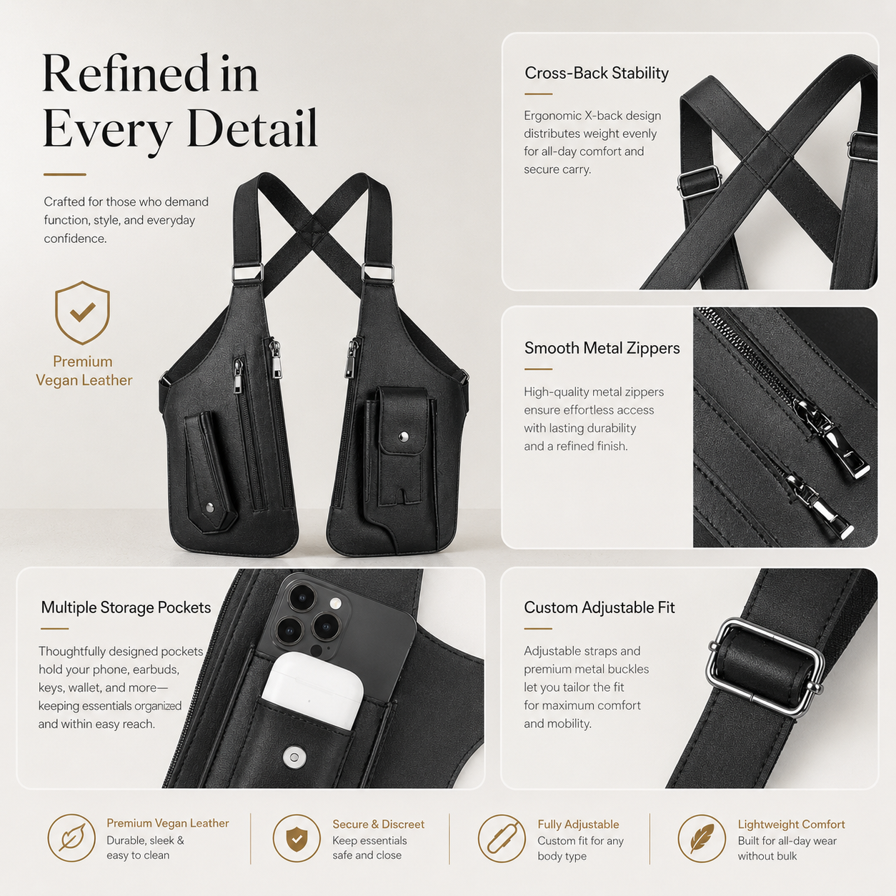🎒 Concealed Carry Chest Holster Bag – Elevated Style