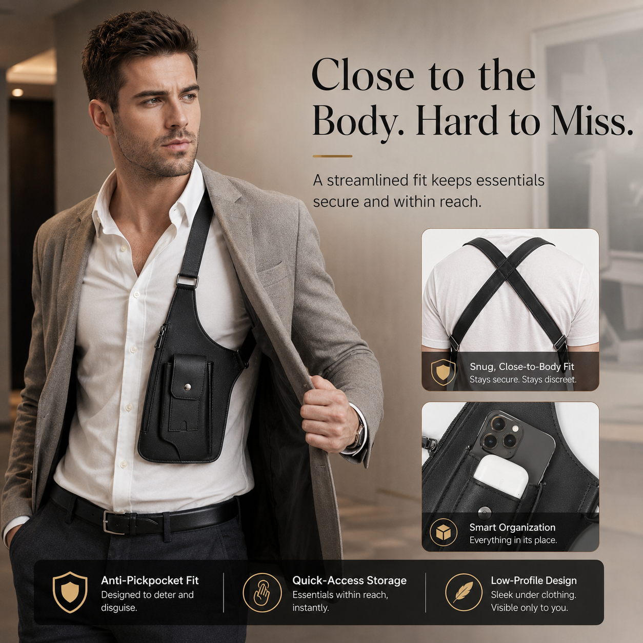 🎒 Concealed Carry Chest Holster Bag – Elevated Style